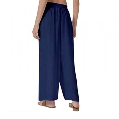 Generic Women's Casual Rayon Solid Ankle Length Palazzo (Navy Blue , Free Size)