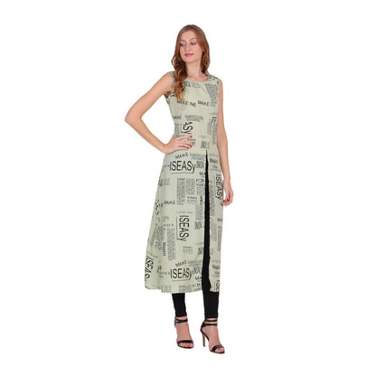 Generic Women's Casual Crepe Sleeveless Slit Dress (Light Green)