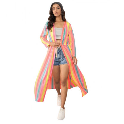 Generic Women's Polyester Crepe Printed Long Sleeves Shrug (Multicolor)